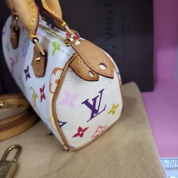 ♡ Louis Vuitton White Multicolor Mini Speedy ♡ - Picture 3 of 10